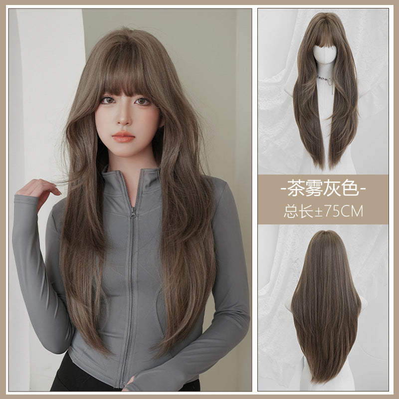 [C-0462] Tea Mist Gray 75 cm Wig