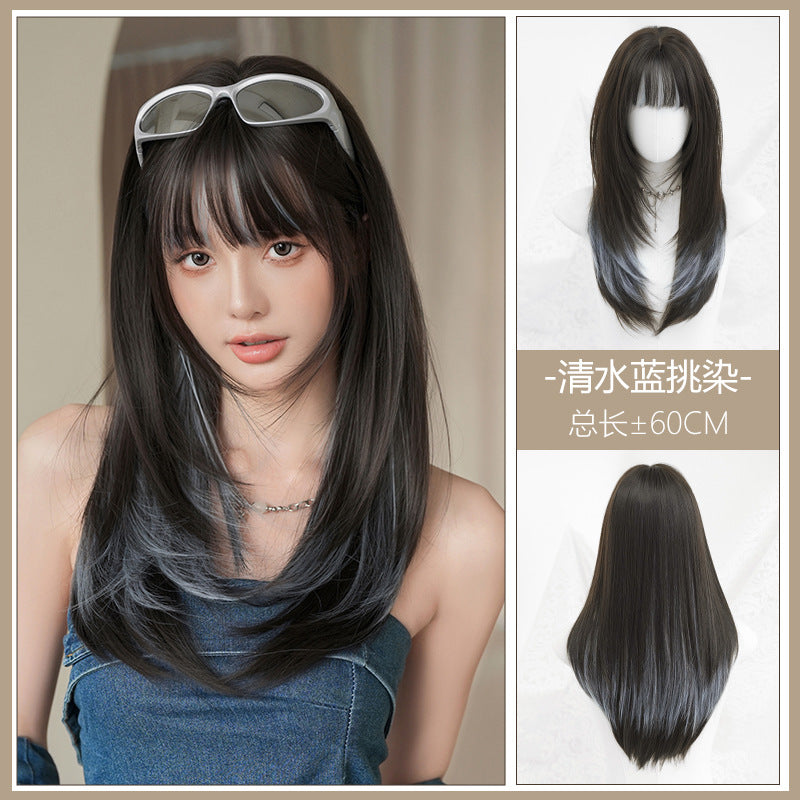 [C-0553] Clear Blue Highlights 60 cm Wig