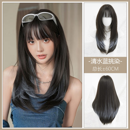 [C-0553] Clear Blue Highlights 60 cm Wig