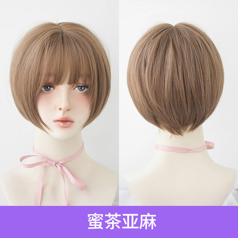 [D 3110] Honey Tea Flax 28 cm, Cool Brown 28 cm, Dark Brown 28 cm Wig