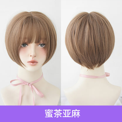 [D 3110] Honey Tea Flax 28 cm, Cool Brown 28 cm, Dark Brown 28 cm Wig