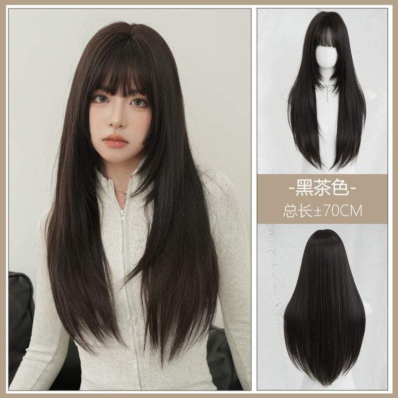 [C-0463] Dark Brown 70 cm Wig
