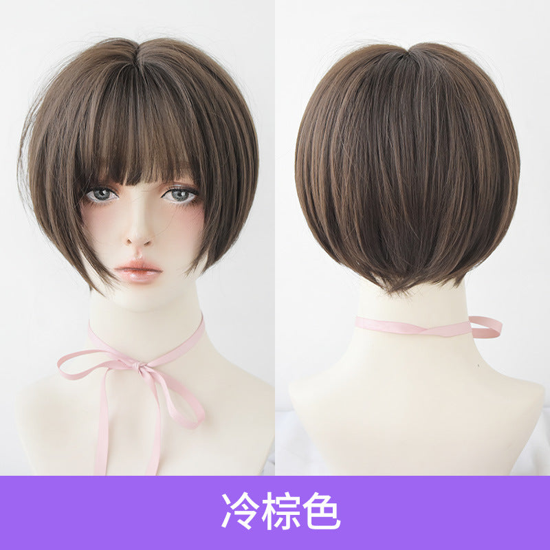 [D 3110] Honey Tea Flax 28 cm, Cool Brown 28 cm, Dark Brown 28 cm Wig