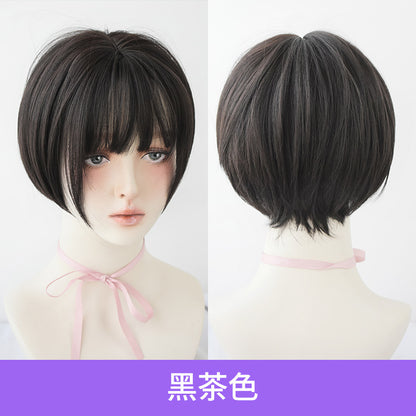[D 3110] Honey Tea Flax 28 cm, Cool Brown 28 cm, Dark Brown 28 cm Wig