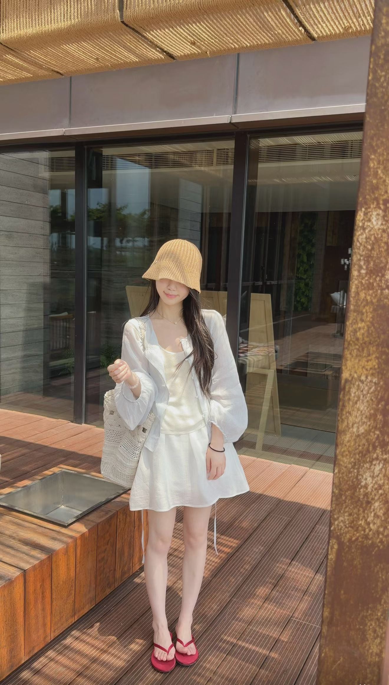 Cream Plaid Sleeveless Layered Vest Top