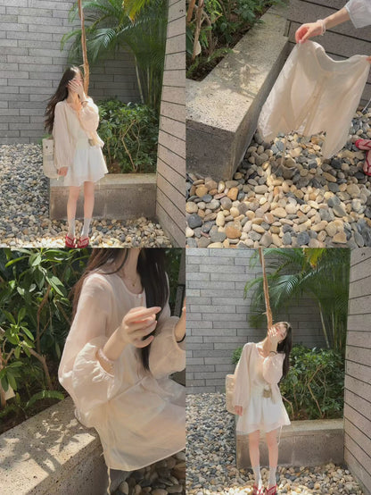 Cream Plaid Sleeveless Layered Vest Top