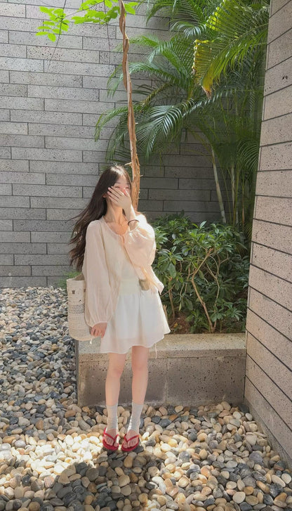 Cream Plaid Sleeveless Layered Vest Top