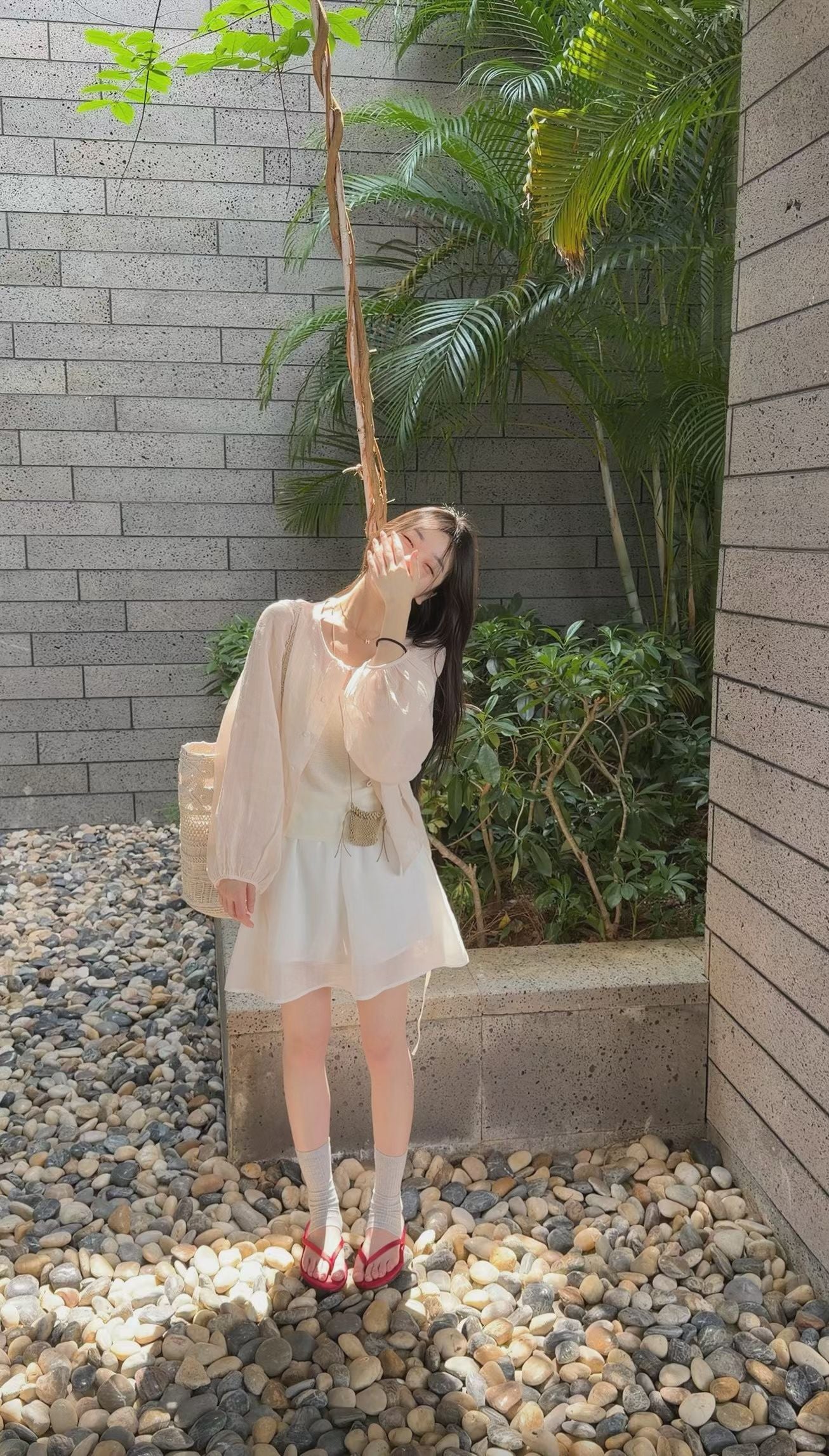 Cream Plaid Sleeveless Layered Vest Top