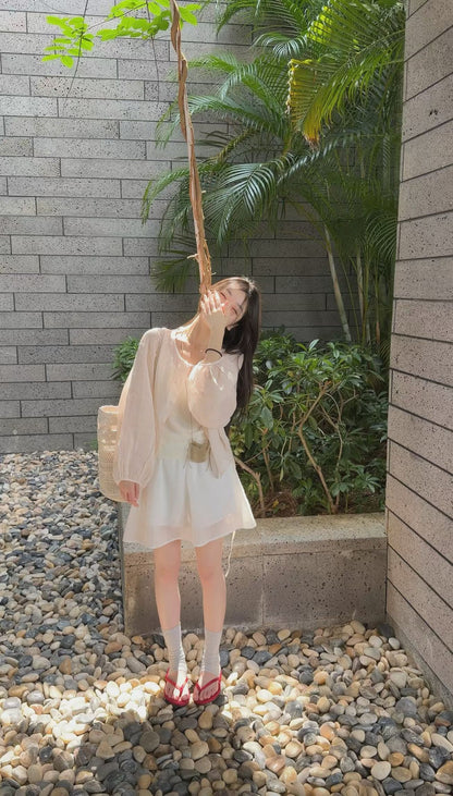 Cream Plaid Sleeveless Layered Vest Top